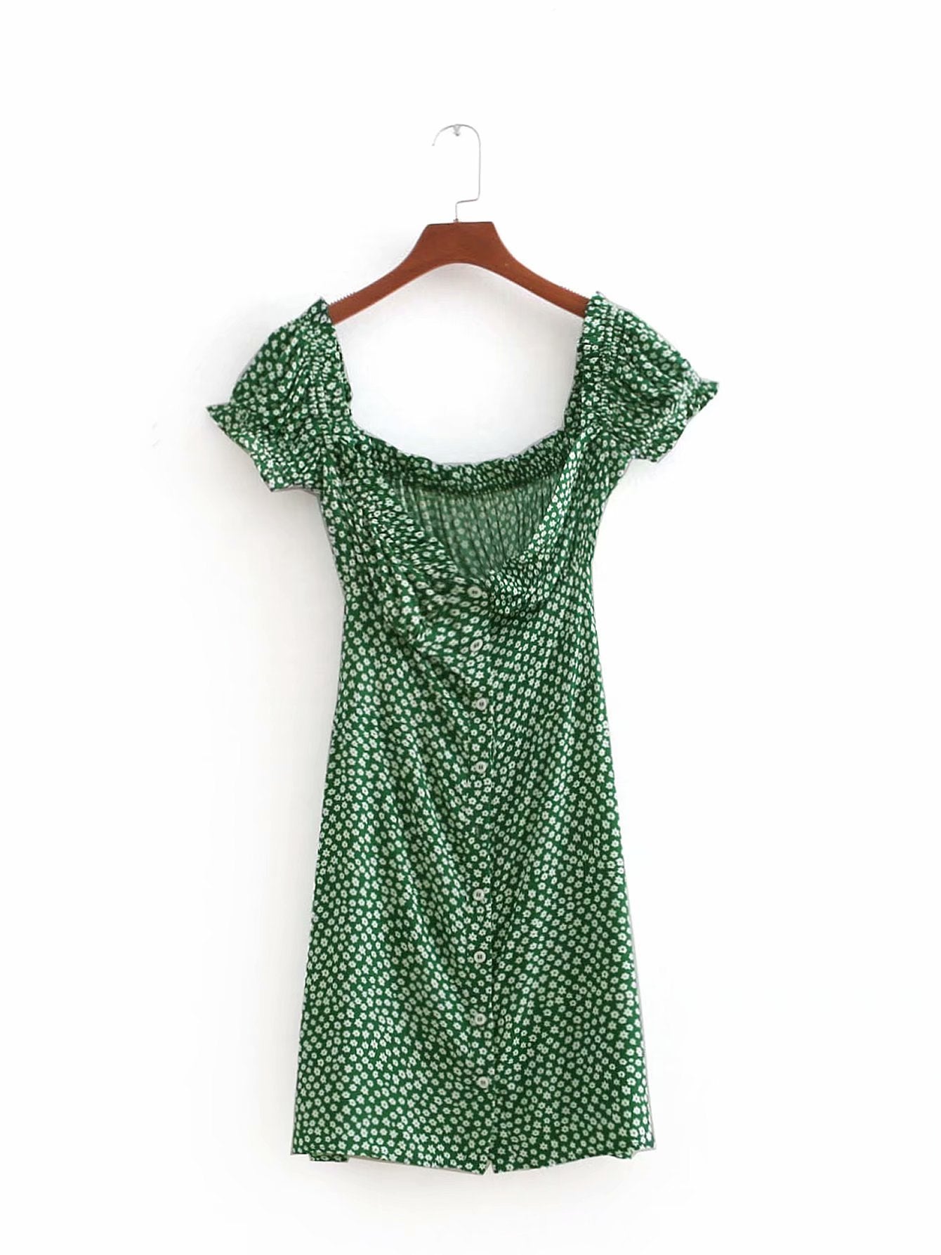 Green Ruffled Floral Dress by White Market