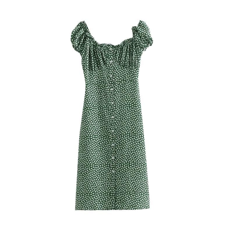 Green Ruffled Floral Dress by White Market