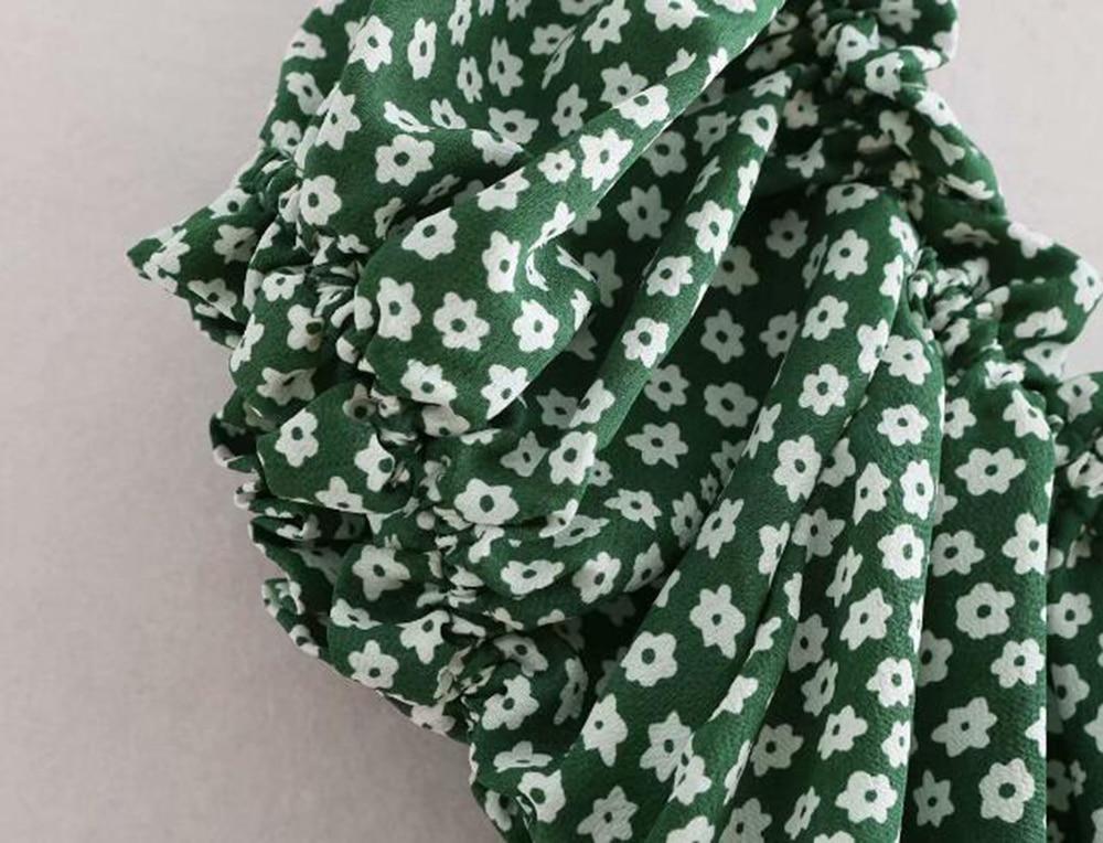 Green Ruffled Floral Dress by White Market