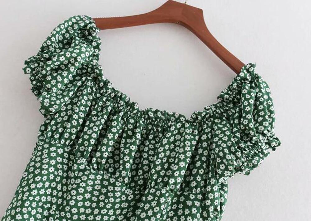 Green Ruffled Floral Dress by White Market