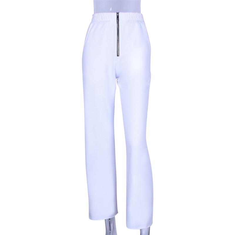 High Waisted White Zipper Trousers by White Market