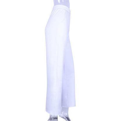 High Waisted White Zipper Trousers by White Market