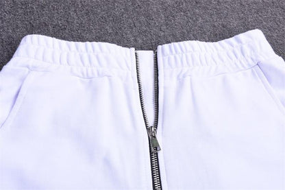 High Waisted White Zipper Trousers by White Market