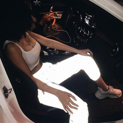 3M Reflective High Waisted Joggers by White Market