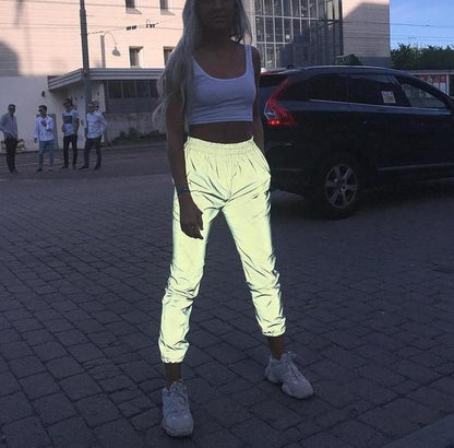 3M Reflective High Waisted Joggers by White Market