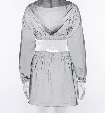 3M Reflective Two Piece Set (Hoodie & Skirt) by White Market