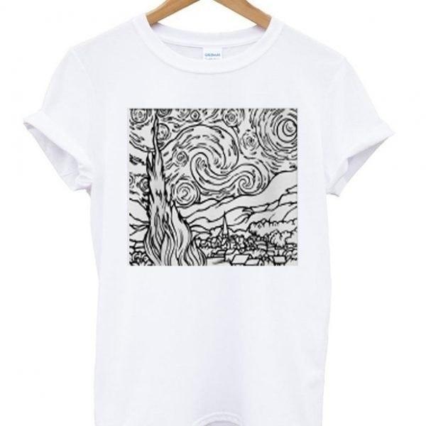 Starry Night Line Drawing Tee by White Market