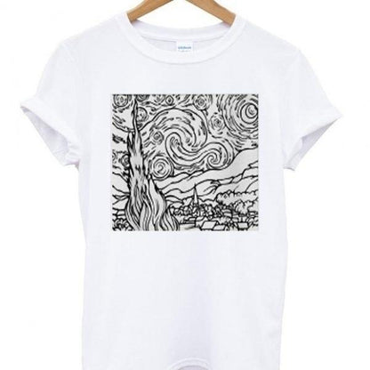 Starry Night Line Drawing Tee by White Market