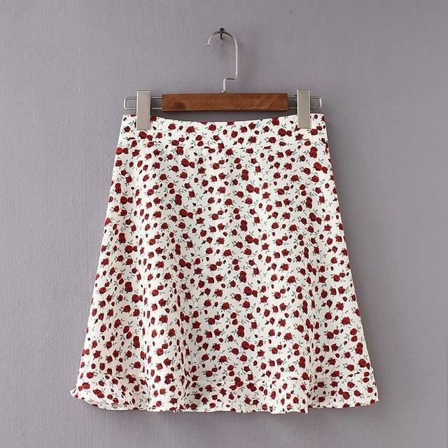 Ruffled High Waisted Printed Skirt by White Market