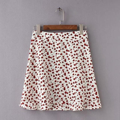 Ruffled High Waisted Printed Skirt by White Market