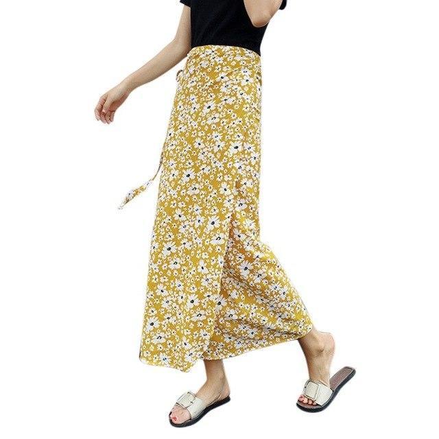 High Waisted Floral Maxi Skirt by White Market