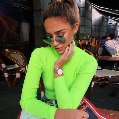 Neon Green Turtleneck Sweater by White Market