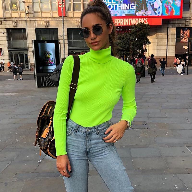 Neon Green Turtleneck Sweater by White Market