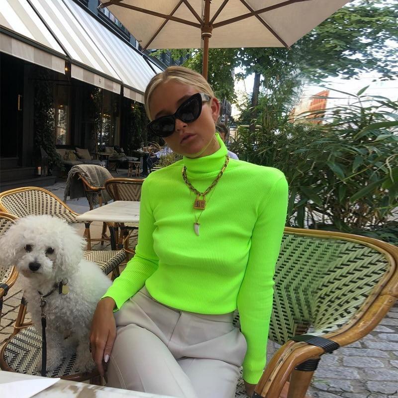 Neon Green Turtleneck Sweater by White Market