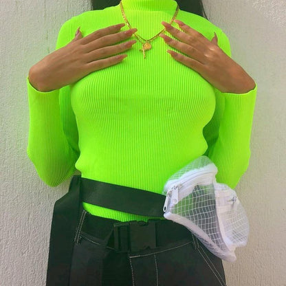 Neon Green Turtleneck Sweater by White Market