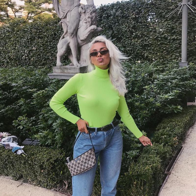 Neon Green Turtleneck Sweater by White Market