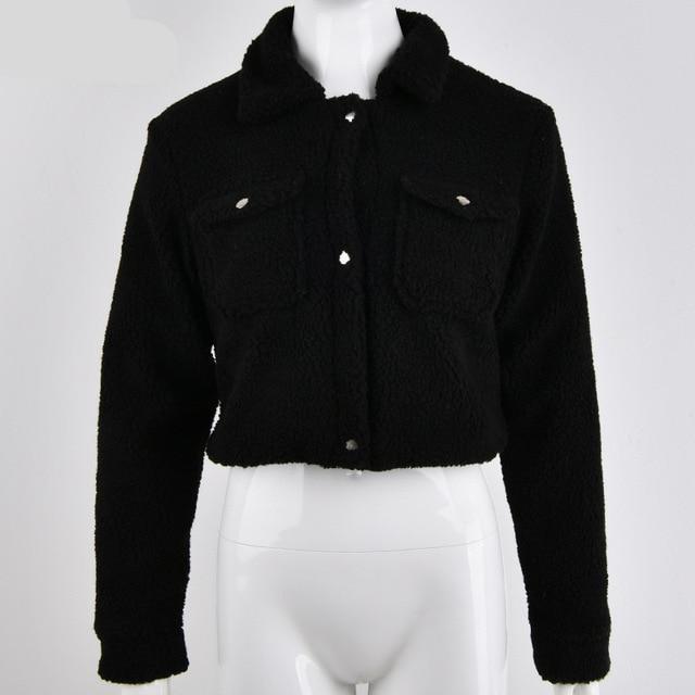 Teddy Button Up Cropped Jacket by White Market