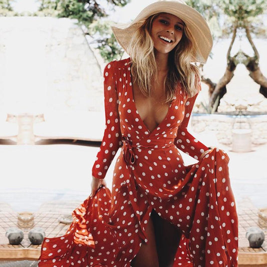 Polka Dot Maxi Wrap Dress by White Market