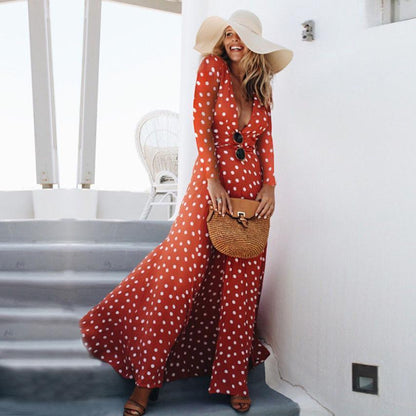 Polka Dot Maxi Wrap Dress by White Market