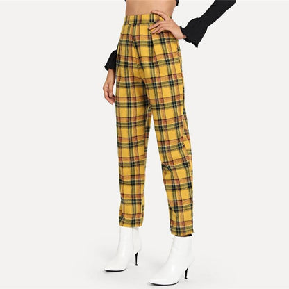 Yellow Plaid High Waisted Trousers by White Market