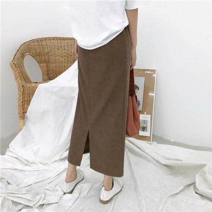 High Waisted Ankle Length Maxi Skirt by White Market