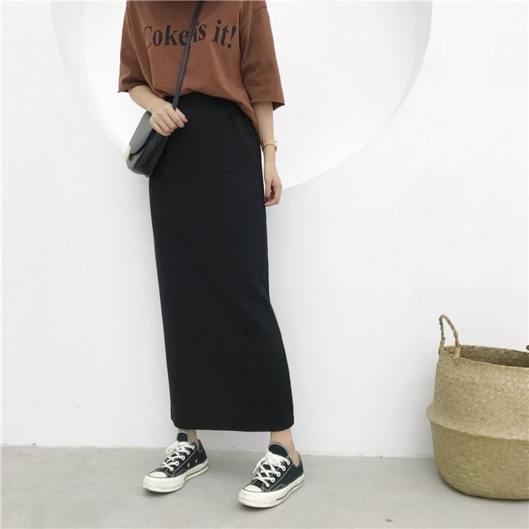 High Waisted Ankle Length Maxi Skirt by White Market