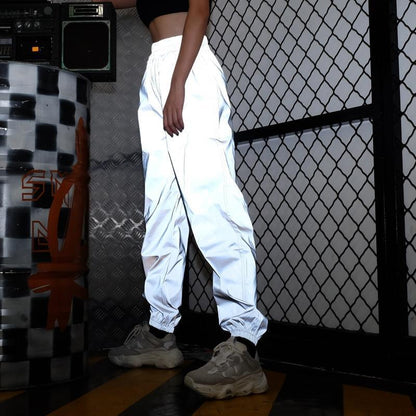 High Waisted 3M Reflective Sport Trousers by White Market