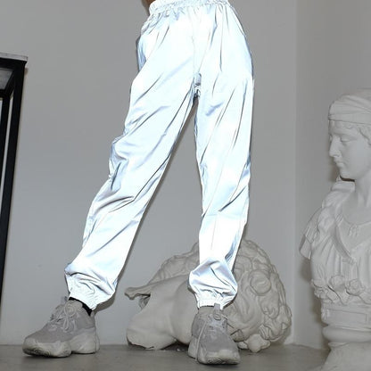 High Waisted 3M Reflective Sport Trousers by White Market