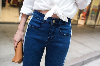 Deconstructed High Waisted Single Stripe Denim by White Market