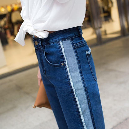 Deconstructed High Waisted Single Stripe Denim by White Market