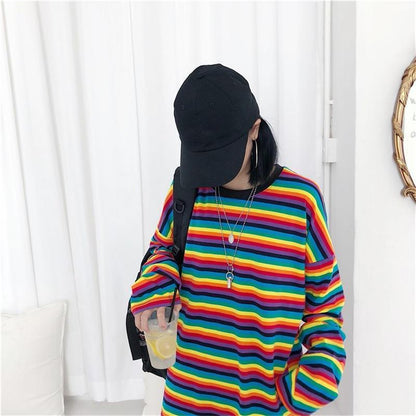 Rainbow Striped Long Sleeve Shirt by White Market