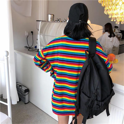 Rainbow Striped Long Sleeve Shirt by White Market