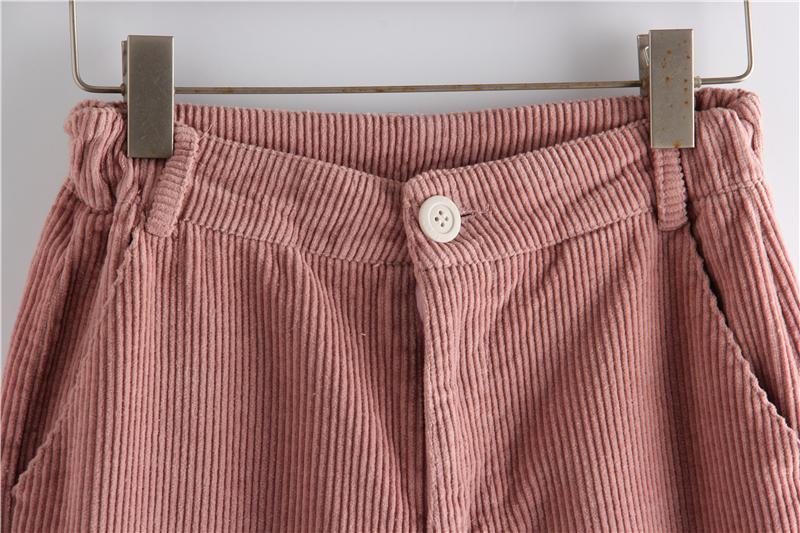 High Waisted Corduroy Straight Leg Trousers by White Market