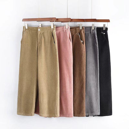 High Waisted Corduroy Straight Leg Trousers by White Market