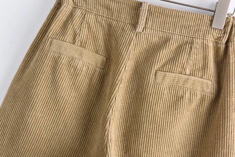 High Waisted Corduroy Straight Leg Trousers by White Market