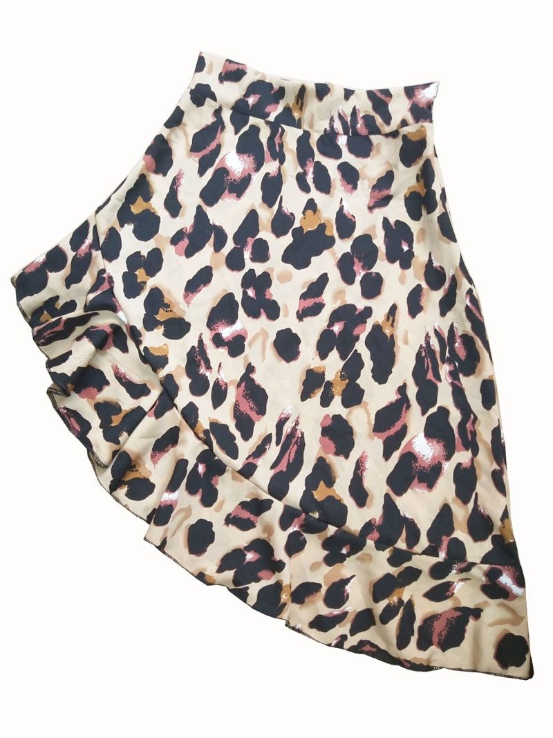 High Waisted Leopard Midi Skirt by White Market