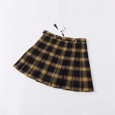 Yellow Pleated Plaid Skirt by White Market