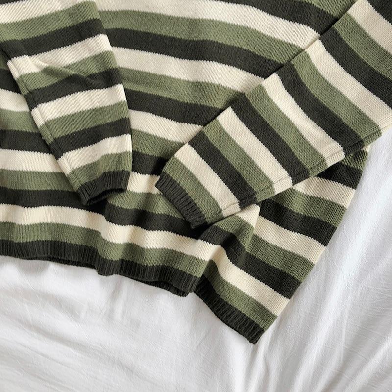 Striped Knitted Pullover Sweater by White Market