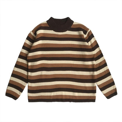 Striped Knitted Pullover Sweater by White Market