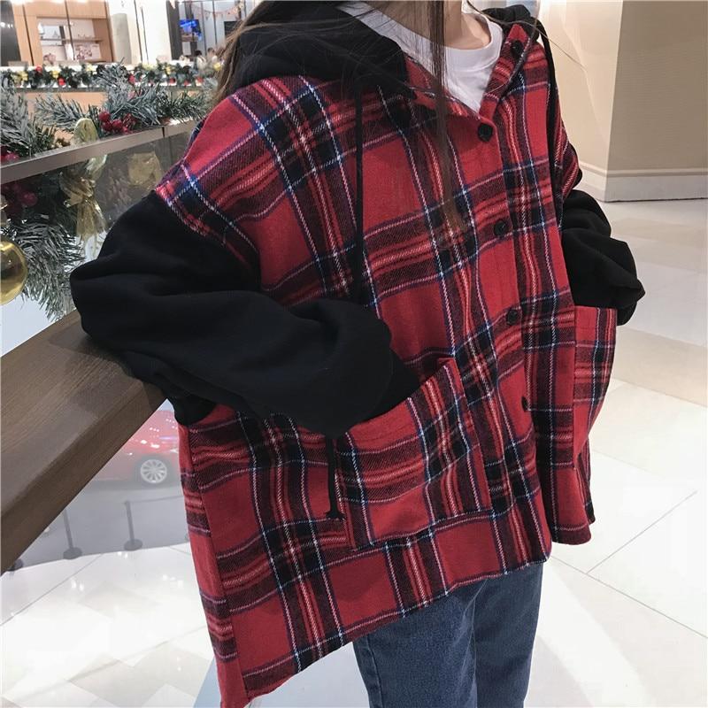 Plaid Oversized Drop Shoulder Hoodie by White Market