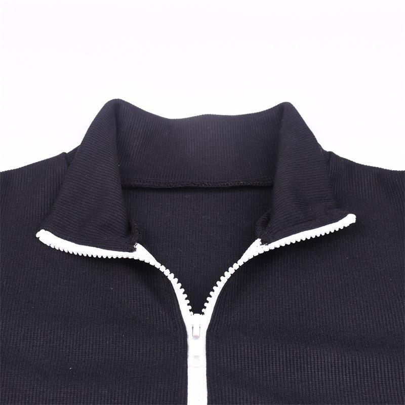 Zip Up Ribbed Racer Top by White Market