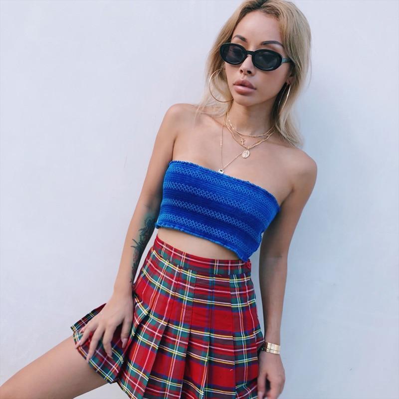 High Waisted Plaid Mini Skirt Shorts by White Market