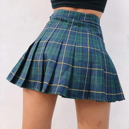 High Waisted Plaid Mini Skirt Shorts by White Market