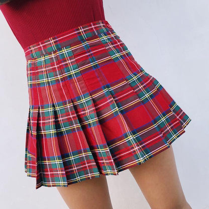 High Waisted Plaid Mini Skirt Shorts by White Market