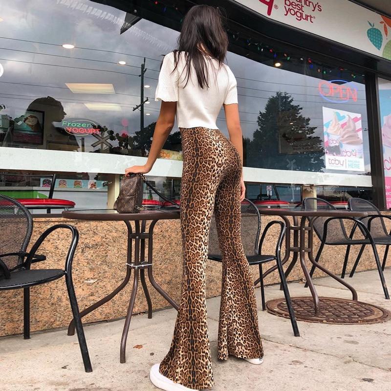 Slim Leopard Bell Bottoms by White Market