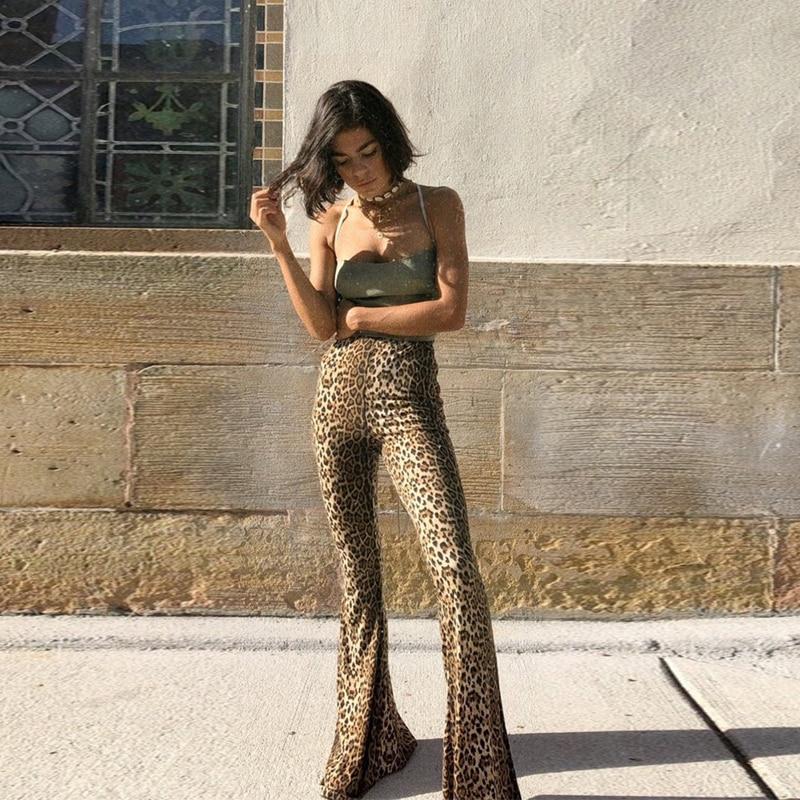 Slim Leopard Bell Bottoms by White Market