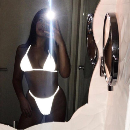 3M Reflective Two Piece Bikini Set by White Market