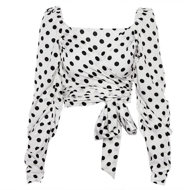 Polka Dot Wrap Top by White Market