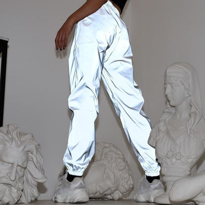 High Waisted 3M Reflective Sport Trousers by White Market