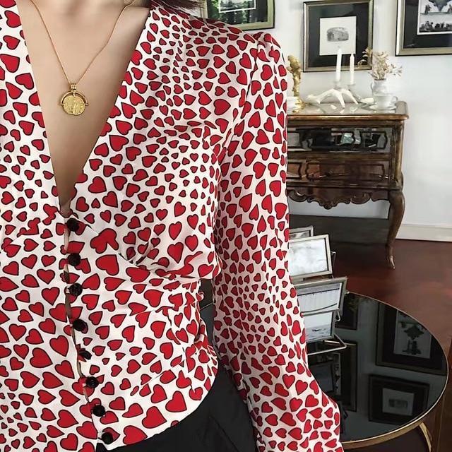 Hearts Printed Blouse by White Market